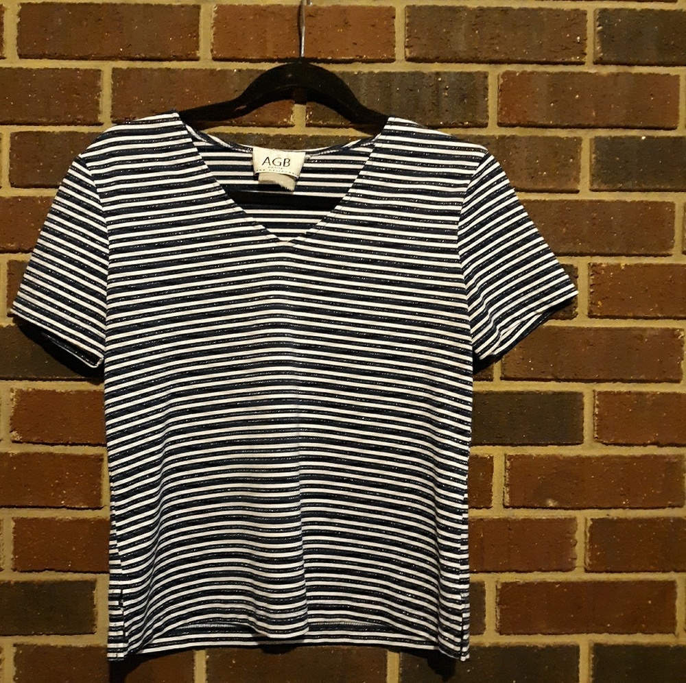 Rare Sample Navy & White Stripe Top Petite